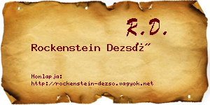 Rockenstein Dezső névjegykártya